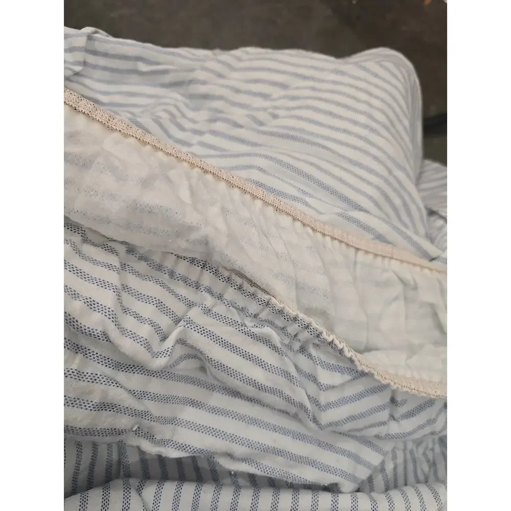 Vtg Fieldcrest Flannel Blue Striped Soft Bedding Fitted Full Mattress Sheet‎ Set